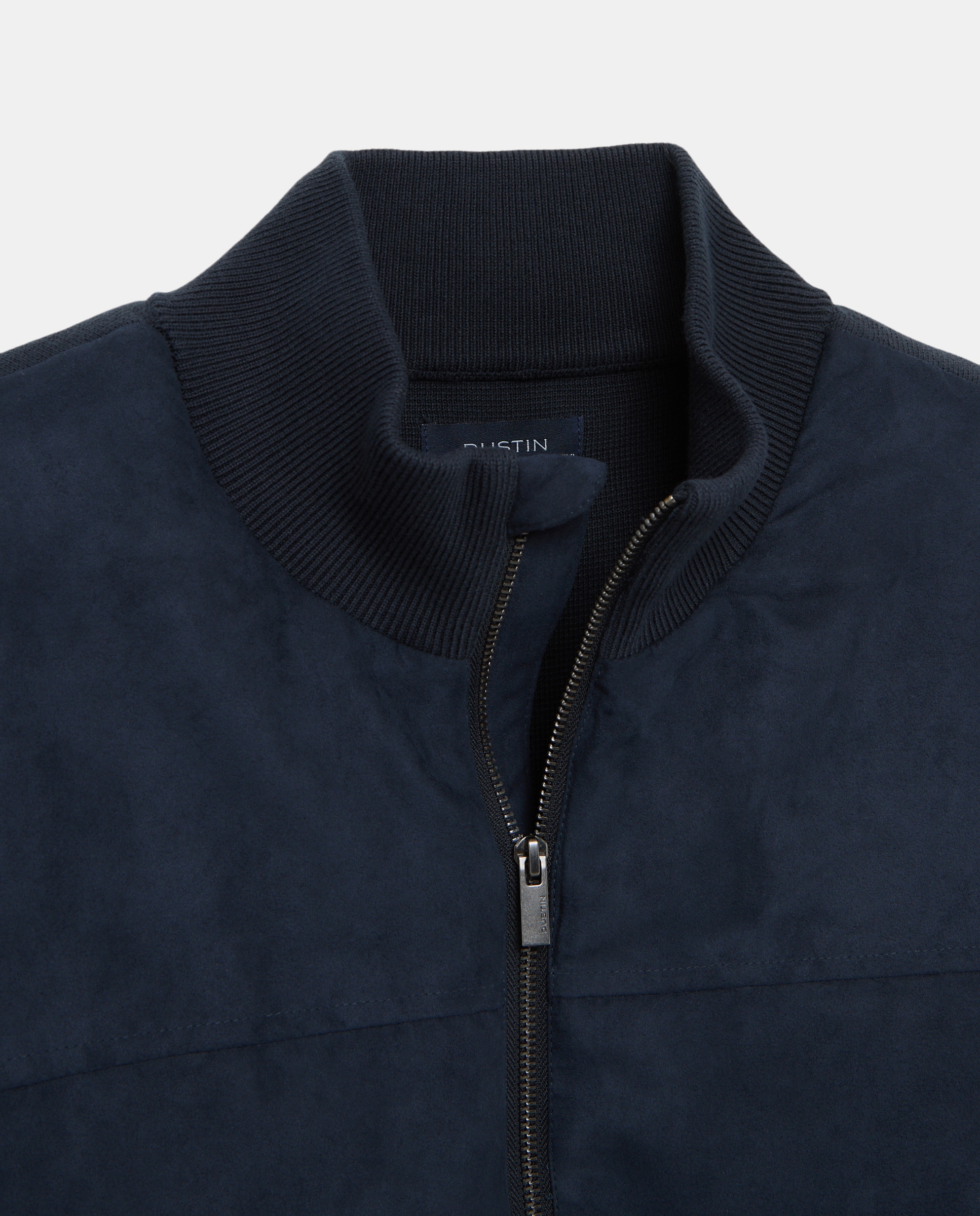 Cardigan cremallera combinada antelina lisa 100% algodón de hombre de tallas grandes - Dustin - Azul marino Azul marino-5