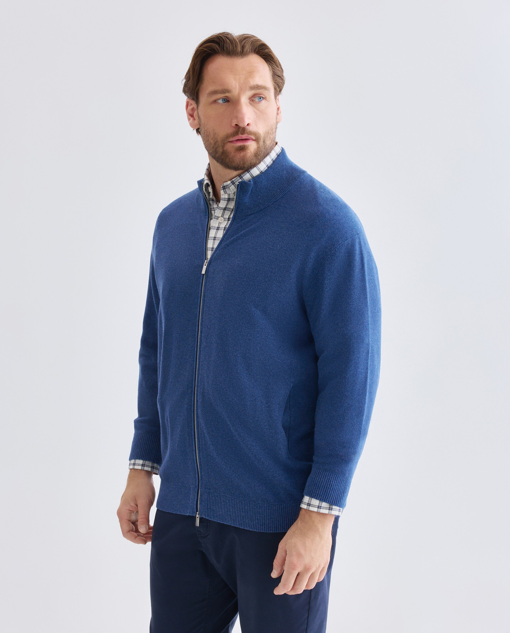Chaqueta cremallera talla grande hombre. - Dustin - Azul Azul-1