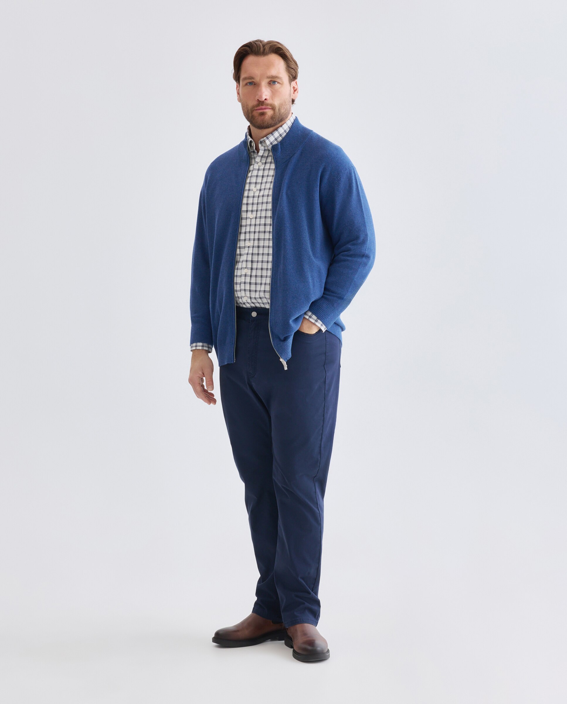Chaqueta cremallera talla grande hombre. - Dustin - Azul Azul-2