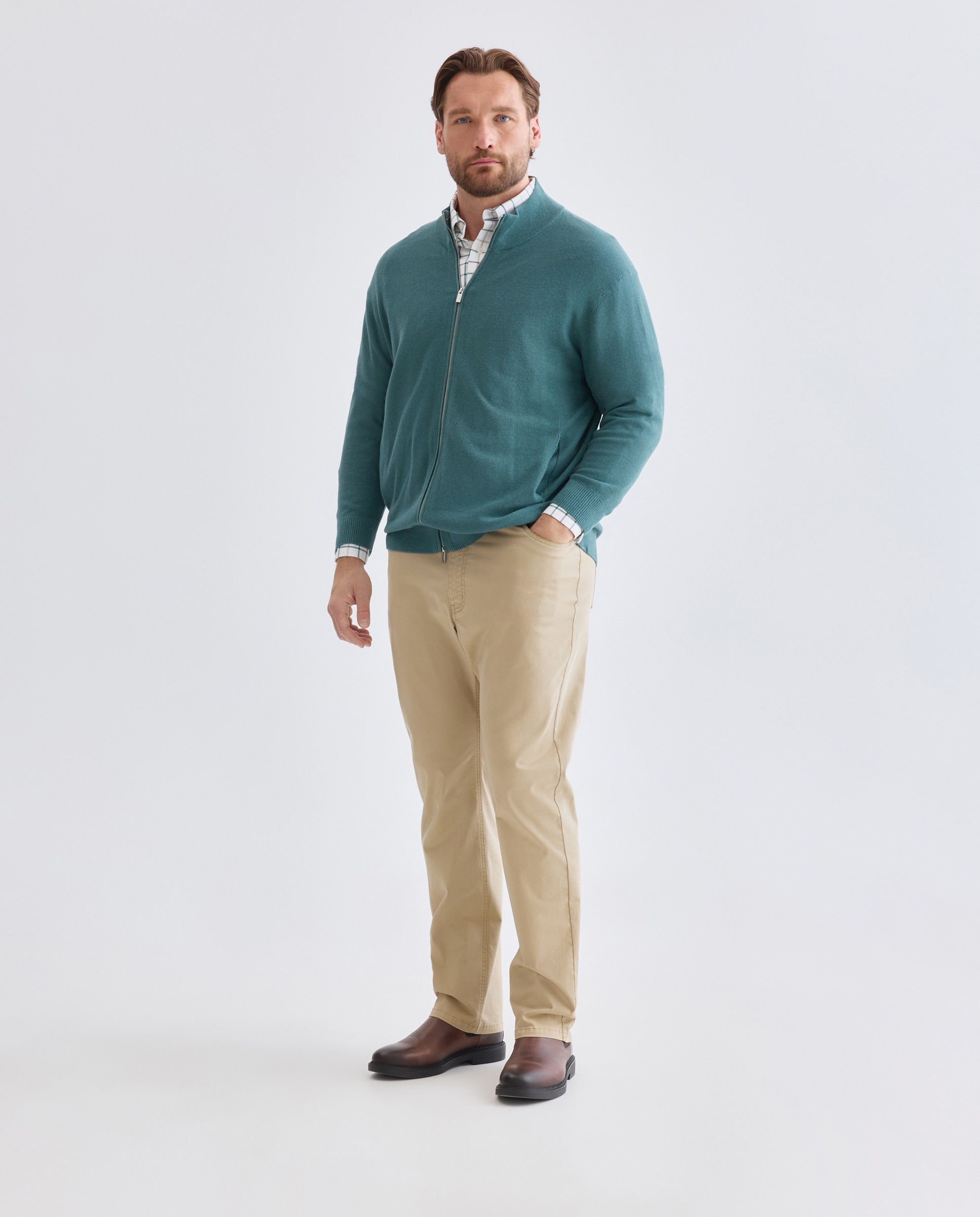 Chaqueta cremallera talla grande hombre. - Dustin - Verde oscuro Verde oscuro-2
