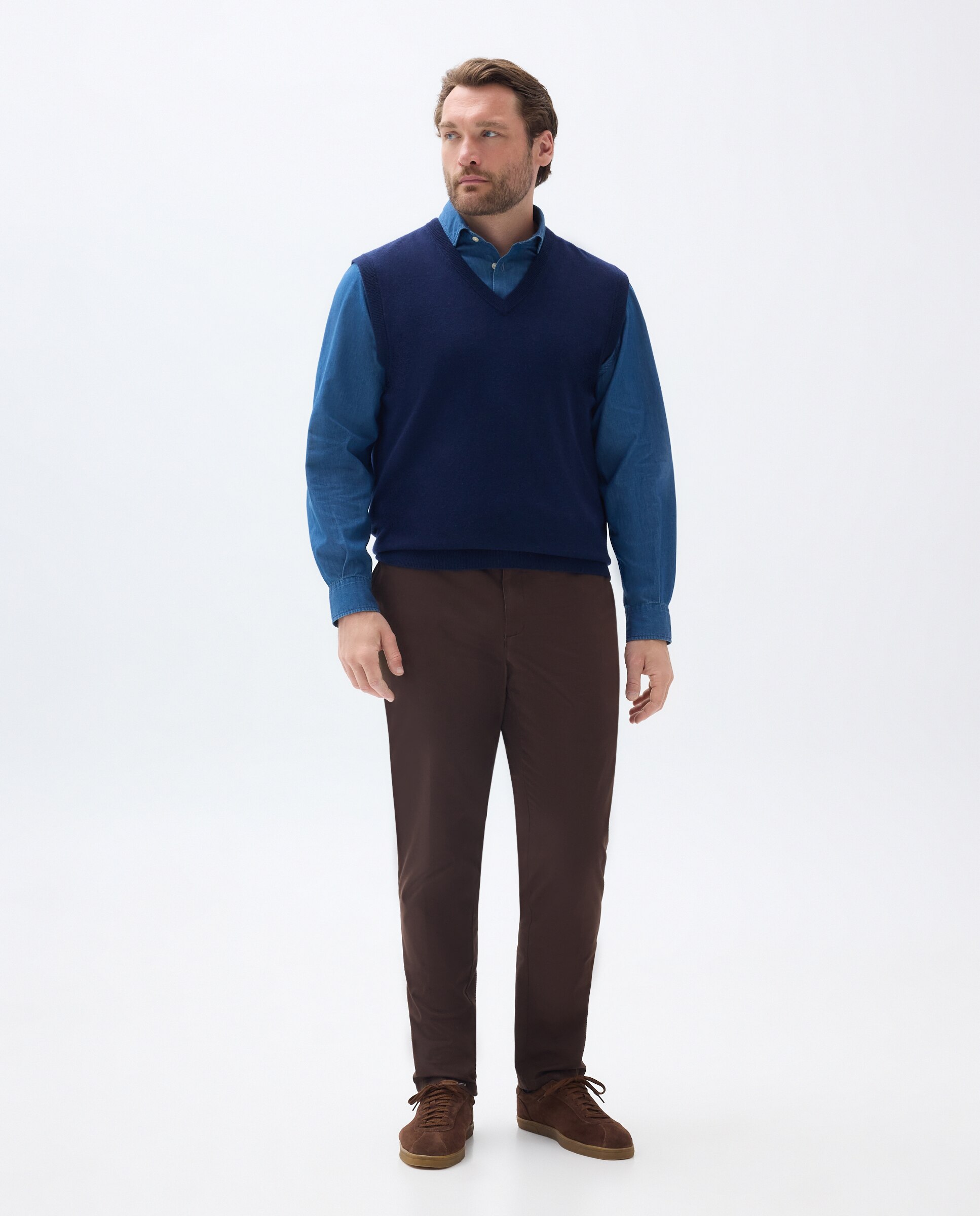 Imagen 2 de Chaleco cuello pico cerrado lana/cashmere hombre - Emidio Tucci - Azul marino Azul marino
