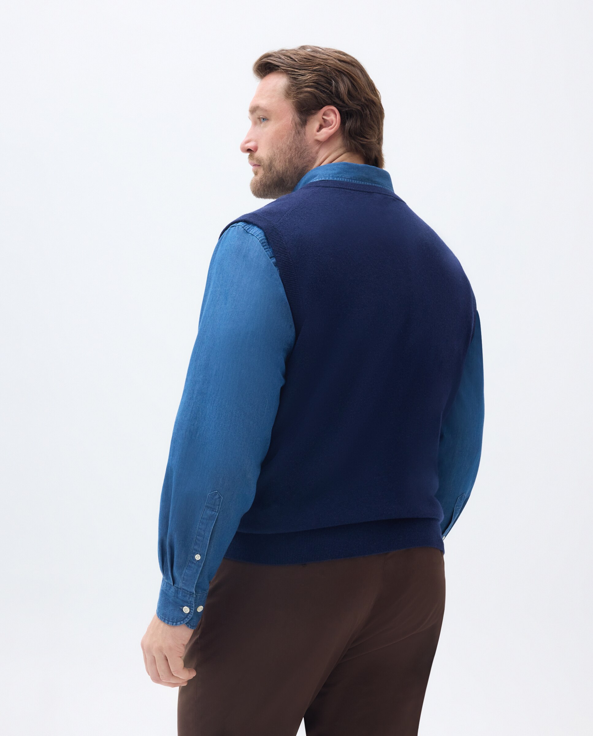Imagen 3 de Chaleco cuello pico cerrado lana/cashmere hombre - Emidio Tucci - Azul marino Azul marino