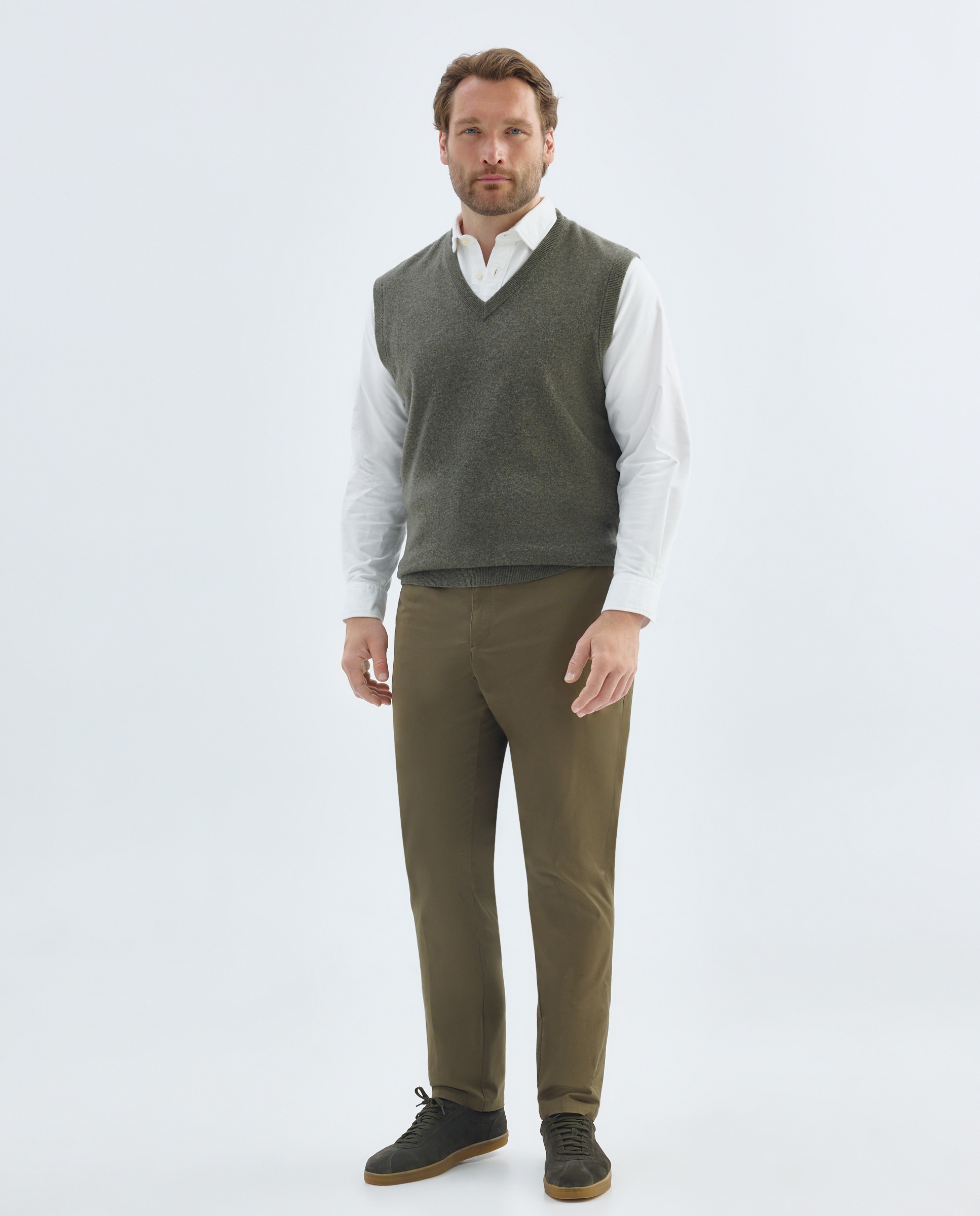 Imagen 2 de Chaleco cuello pico cerrado lana/cashmere hombre - Emidio Tucci - Kaki Kaki