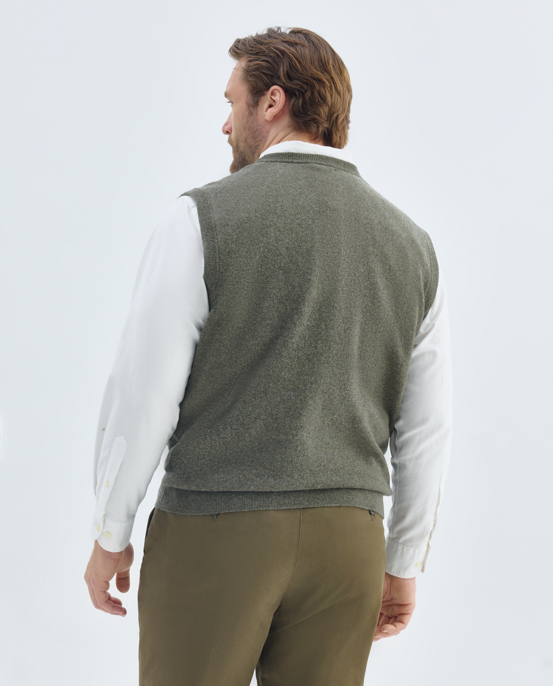 Imagen 3 de Chaleco cuello pico cerrado lana/cashmere hombre - Emidio Tucci - Kaki Kaki