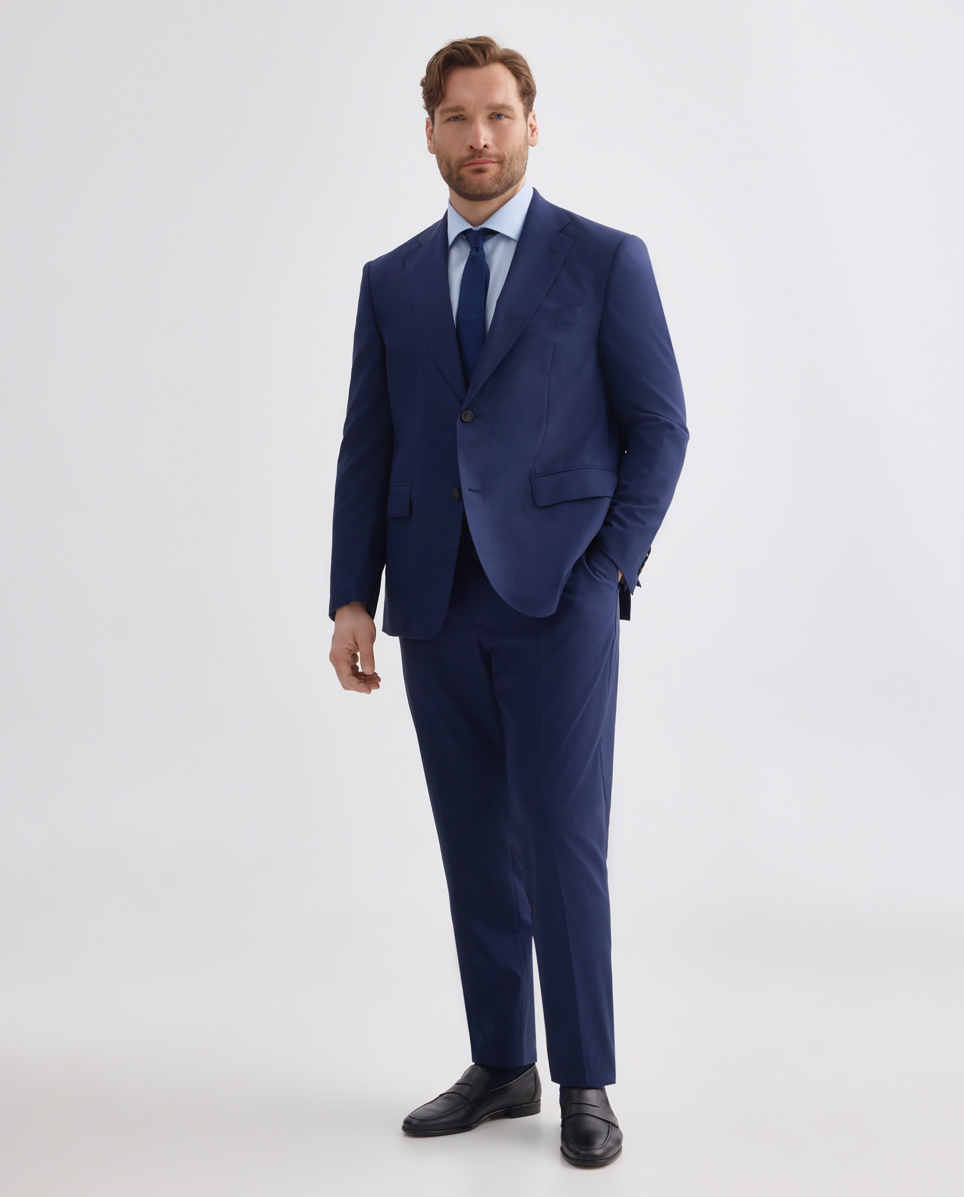 Pantalón separate Regular estructura vestir 100% Lana hombre tallas grandes - Emidio Tucci - Azul claro Azul claro-1