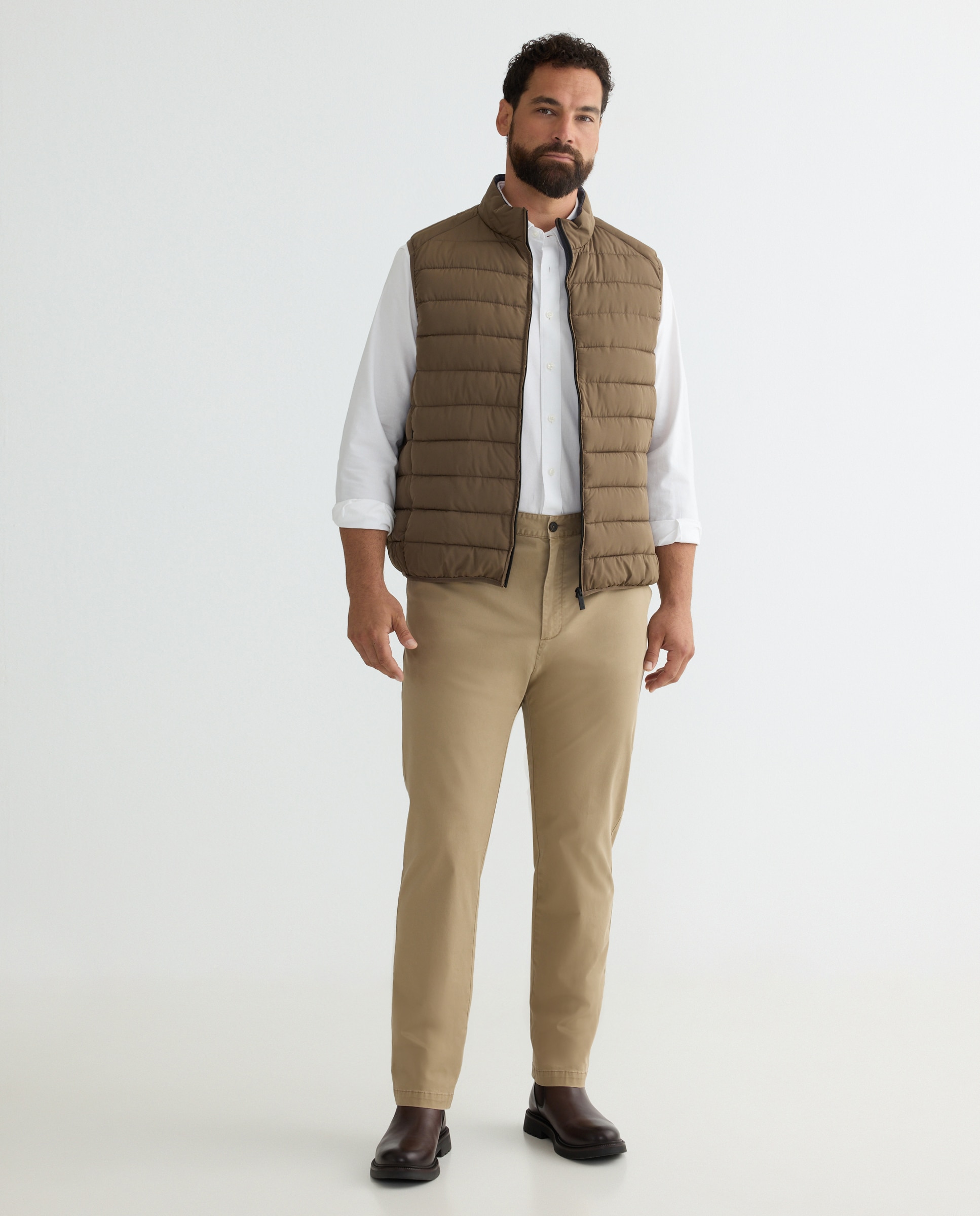 Pantalón sport de hombre, regular algodón elastómero tallas grandes - Dustin - Camel Camel-1