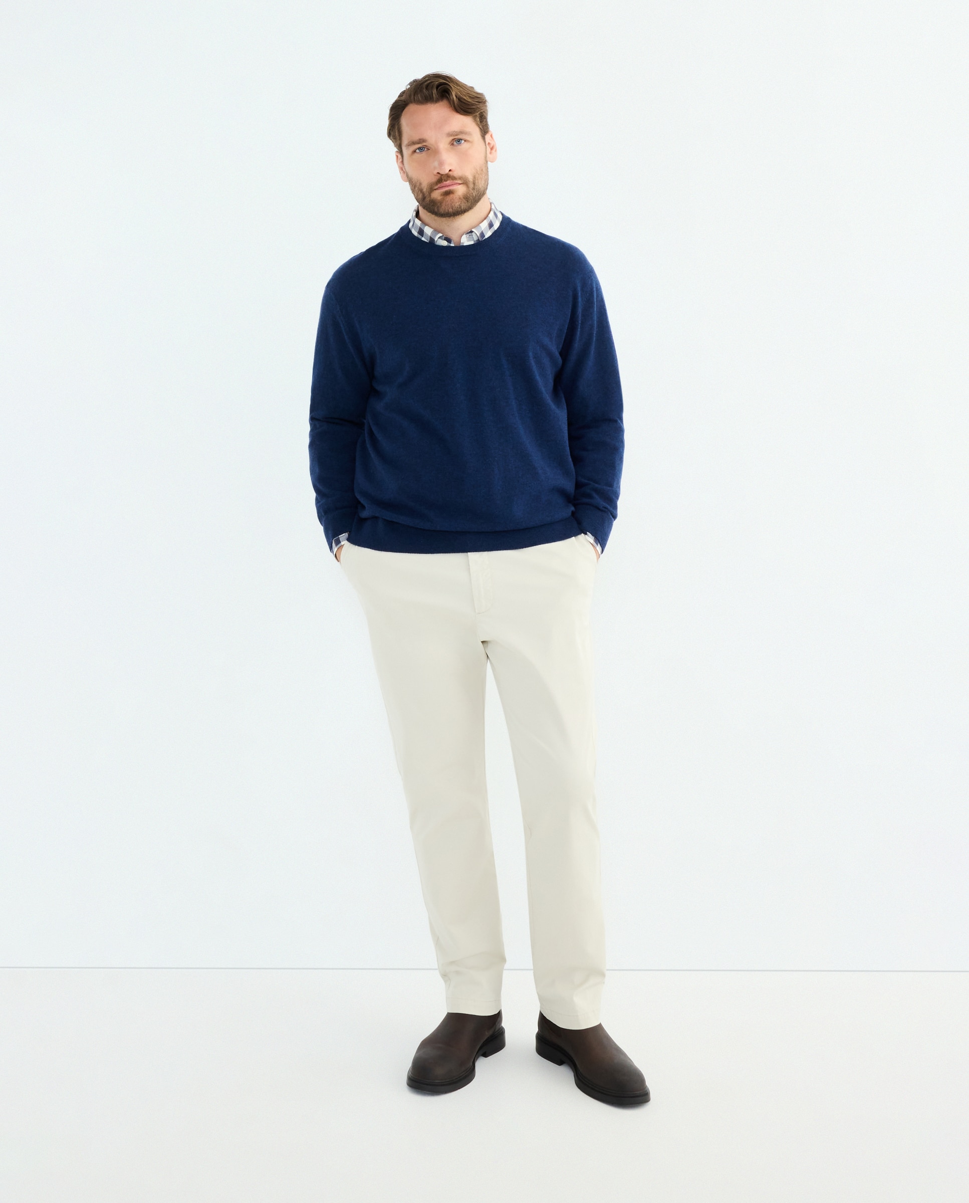 Pantalón sport de hombre, regular algodón elastómero tallas grandes - Dustin - Beige Beige-1