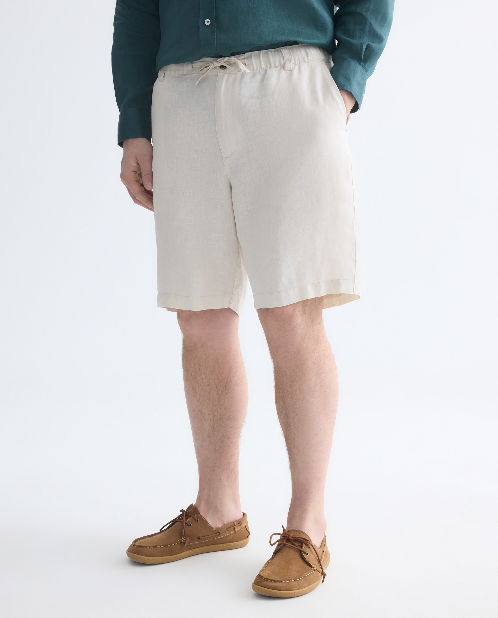 Bermudas Desportivas de Linho Tamanhos Grandes Bege-2