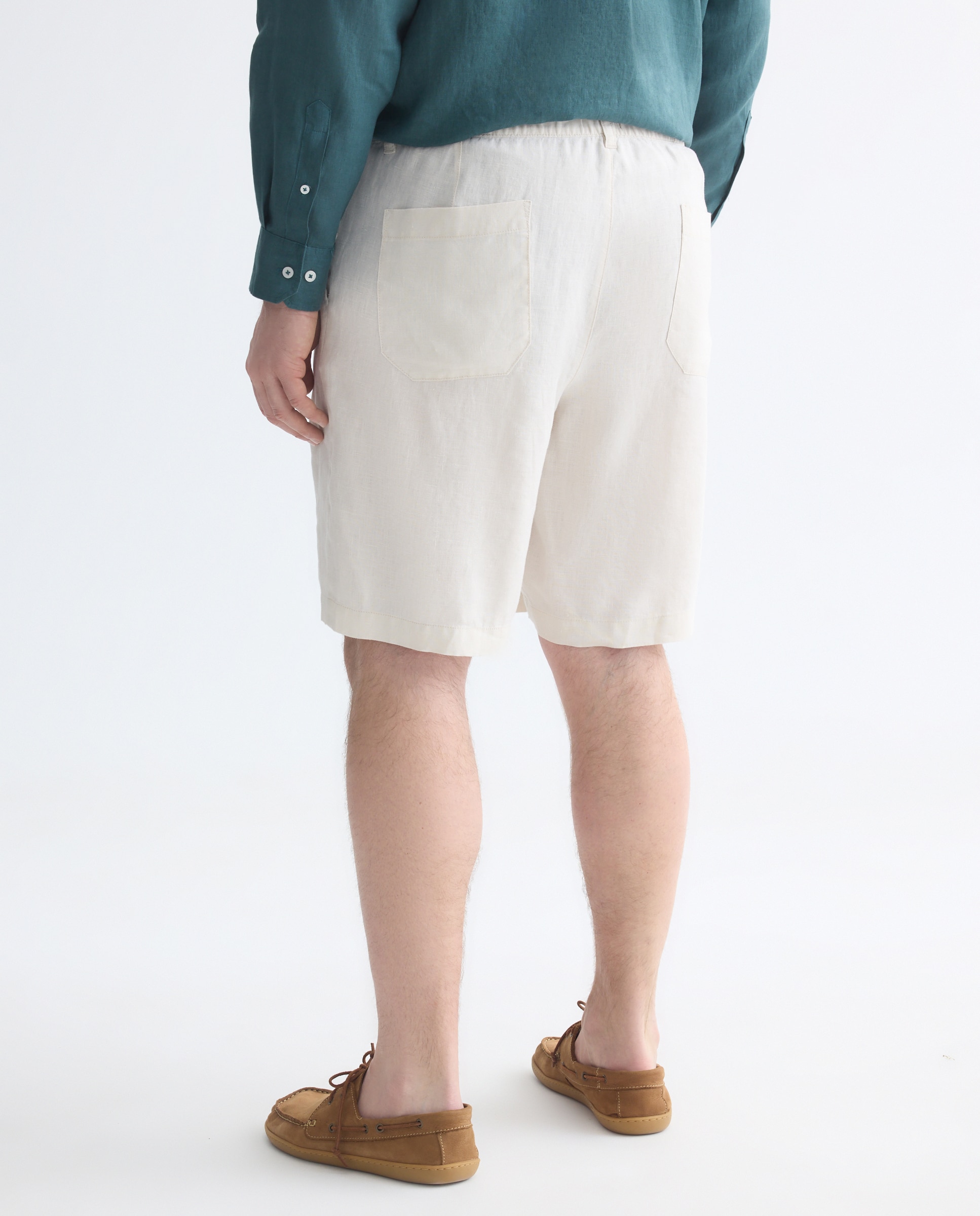 Bermudas Desportivas de Linho Tamanhos Grandes Bege-3