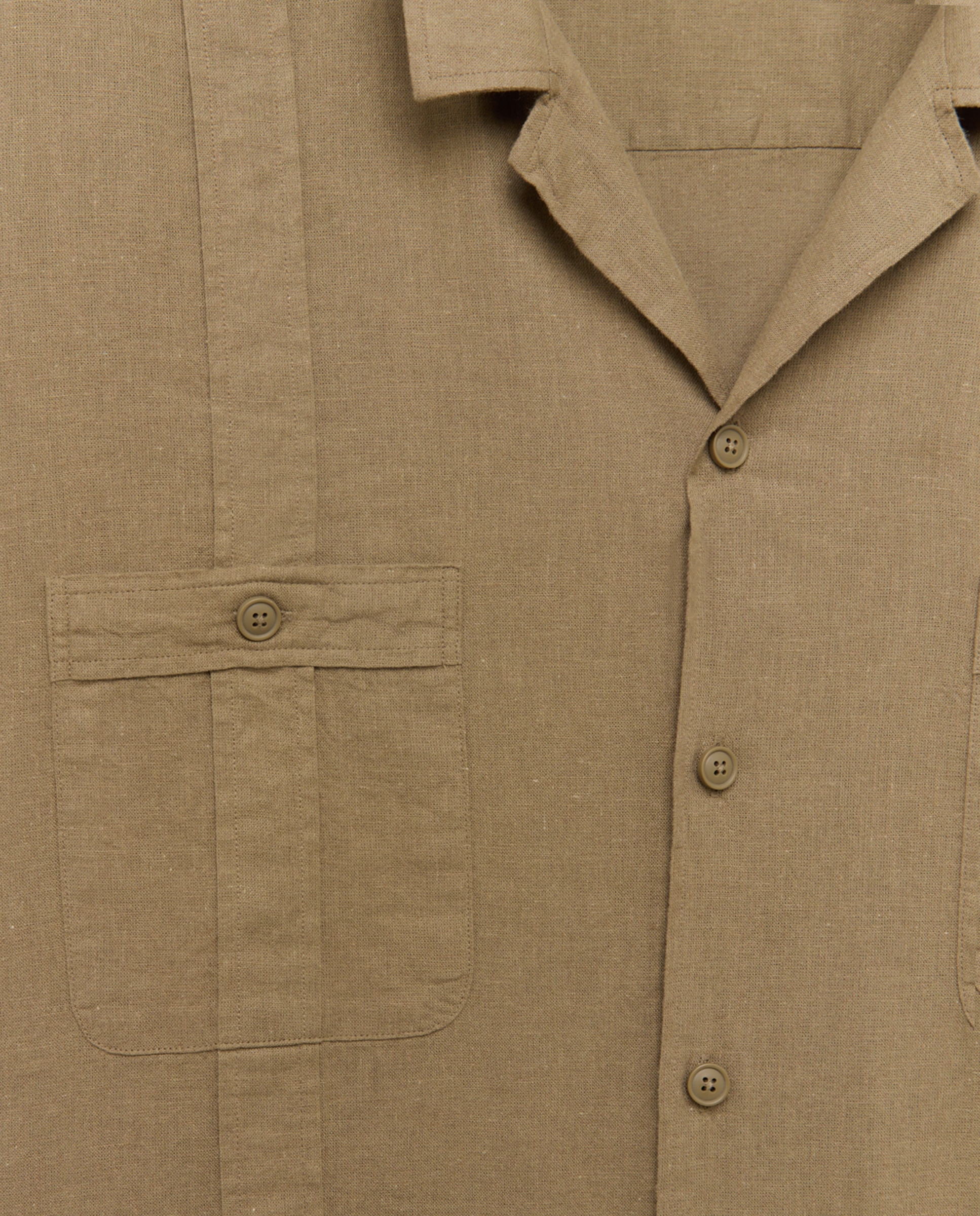 Camisa Guayabera Tamanhos Grandes Lisa 520 Caqui-5
