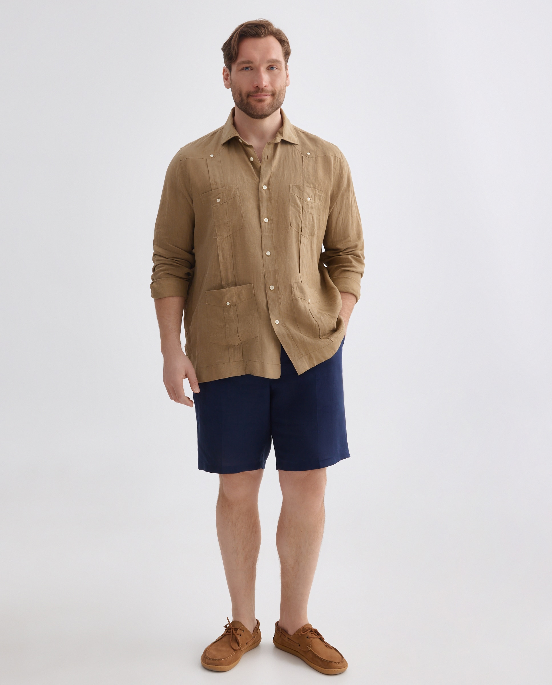 Camisa Guayabera de Linho Amarelo-2