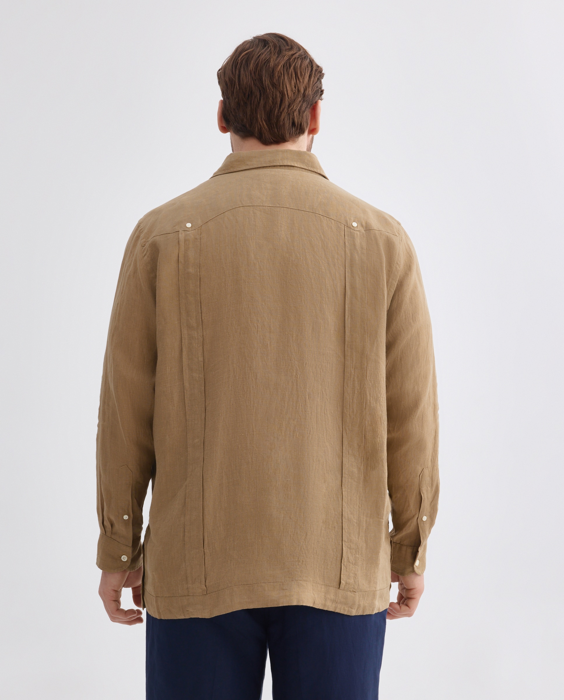 Camisa Guayabera de Linho Amarelo-3
