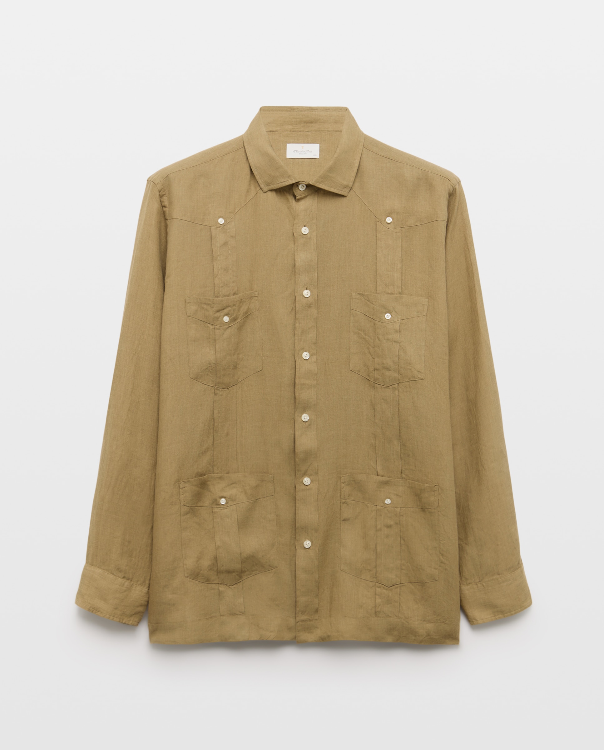 Camisa Guayabera de Linho Amarelo-4