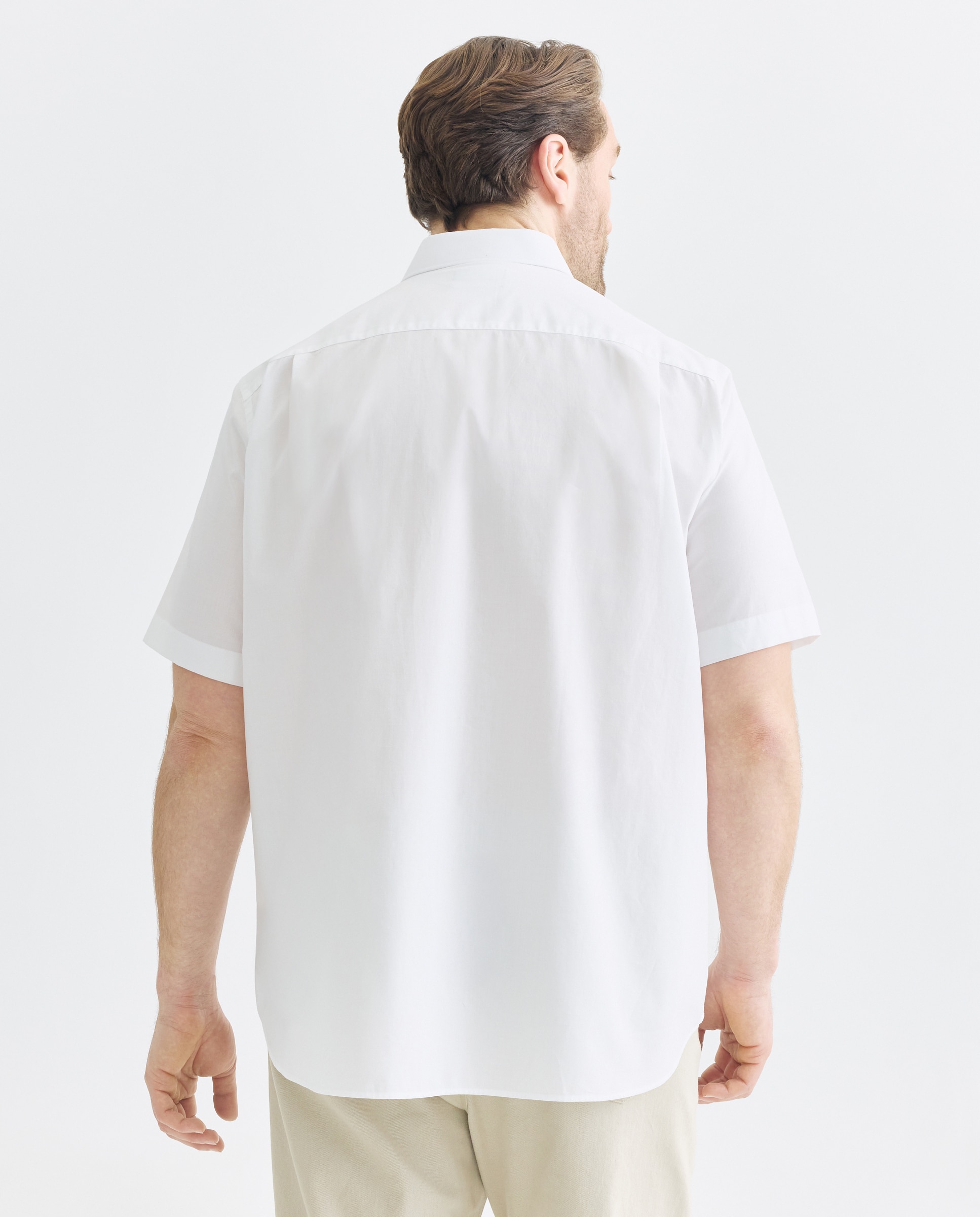 Camisa de manga corta de vestir lisa de hombre tallas grandes - Dustin - Blanco Blanco-3