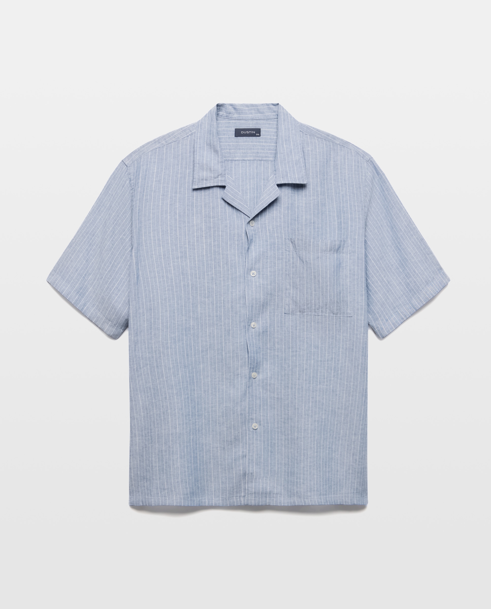 Camisa de Manga Curta Tamanhos Grandes com Gola Bowling Azul-claro-4
