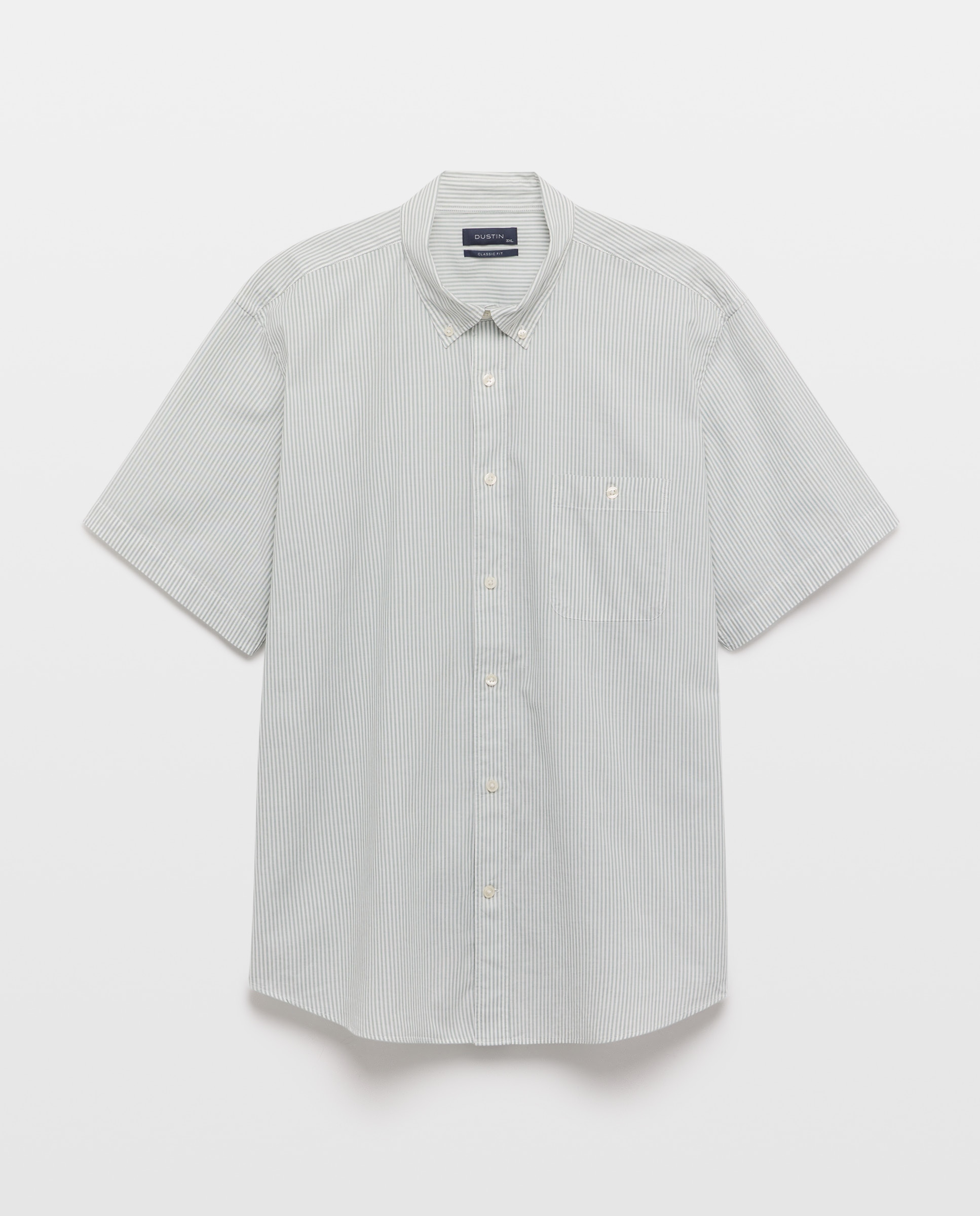 Camisa de Colarinho Bowling às Riscas Classic Fit com Manga Curta Verde-4