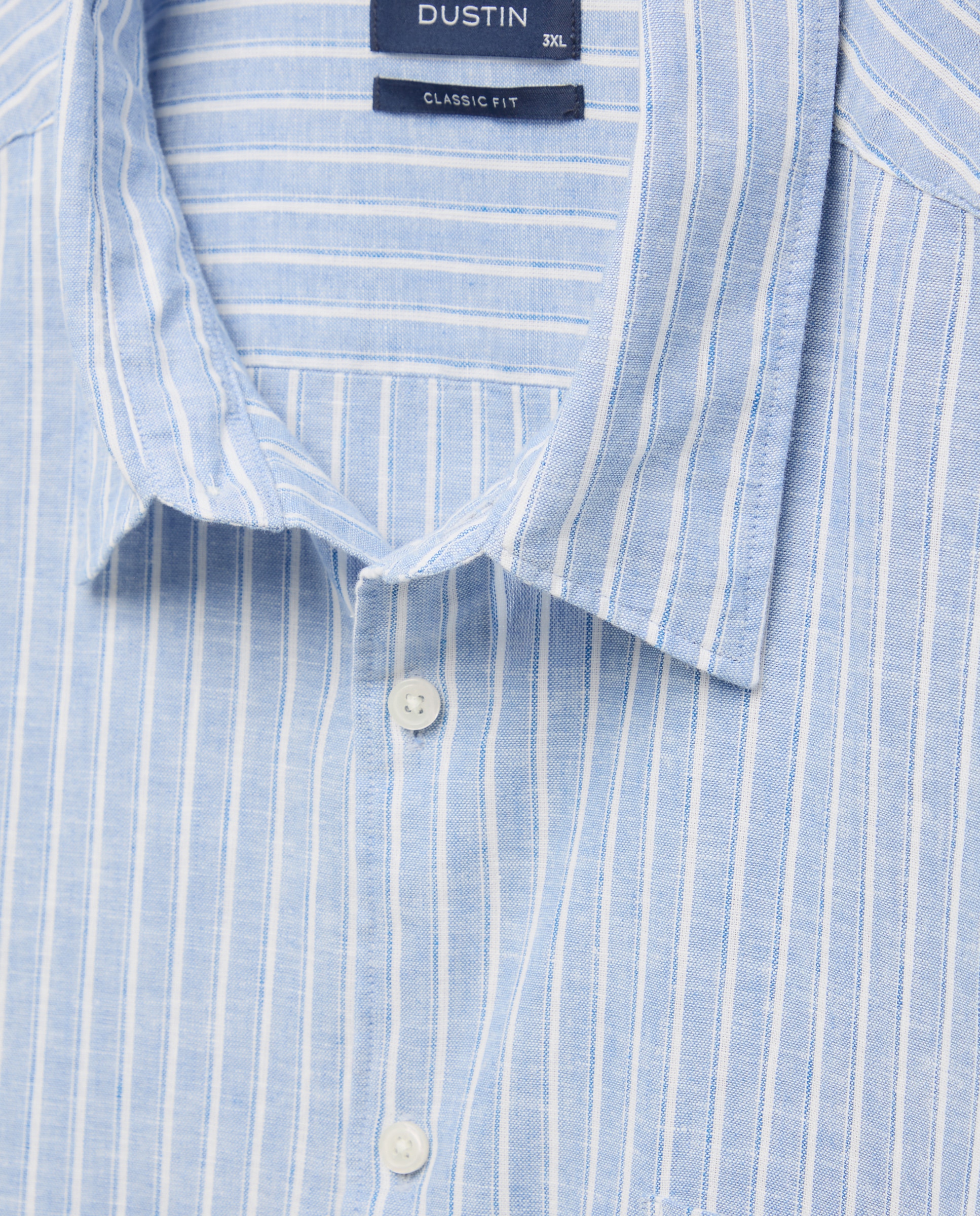 Camisa de Manga Curta Regular Fit em Linho e Algodão Multirriscas Azul-5