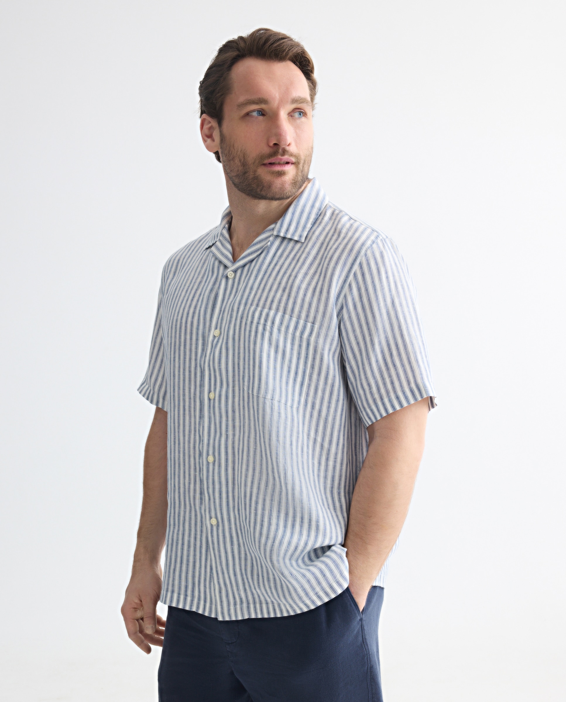 Imagem 0 de Camisa de Linho com Manga Curta Tamanhos Grandes