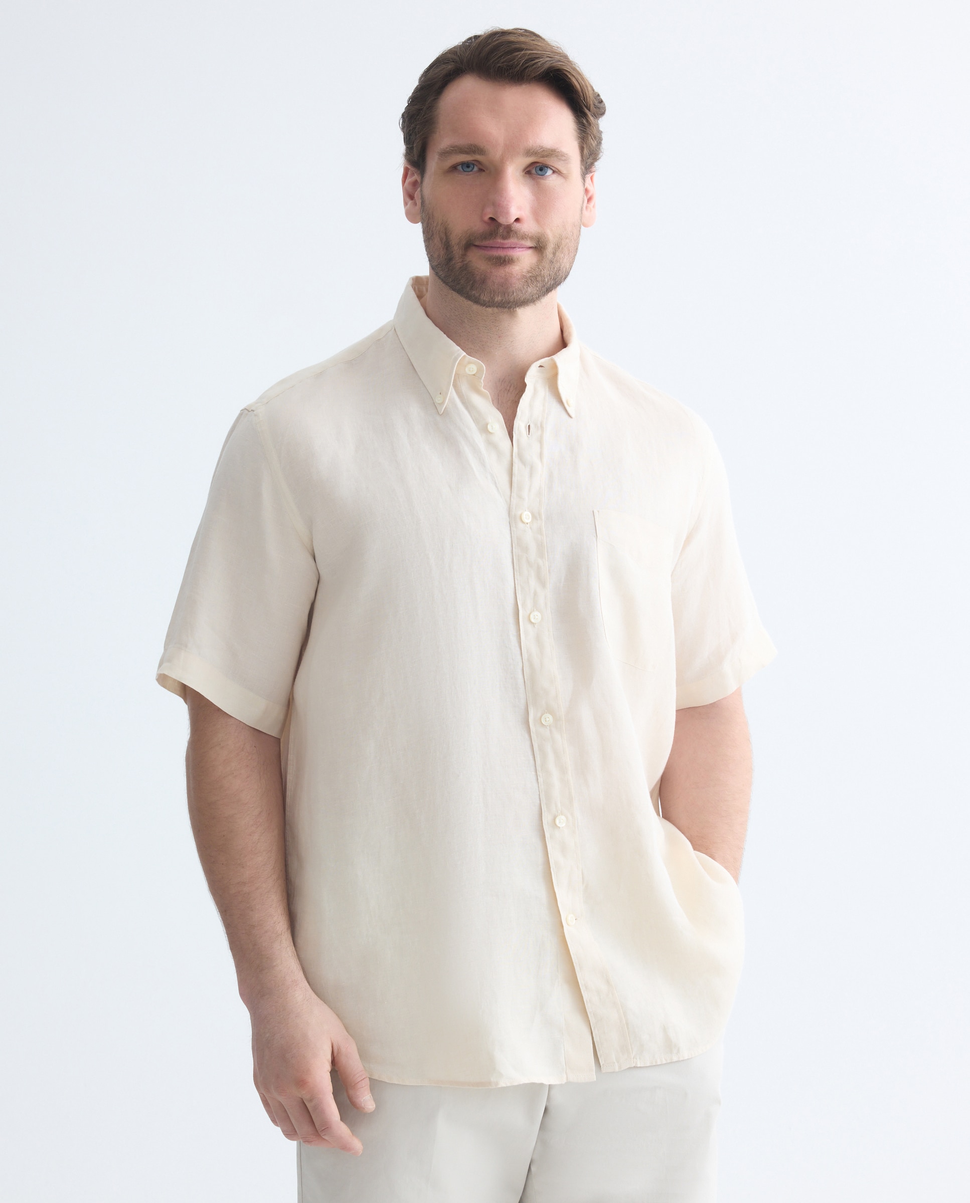 Imagem 0 de Camisa de Linho com Manga Curta Tamanhos Grandes