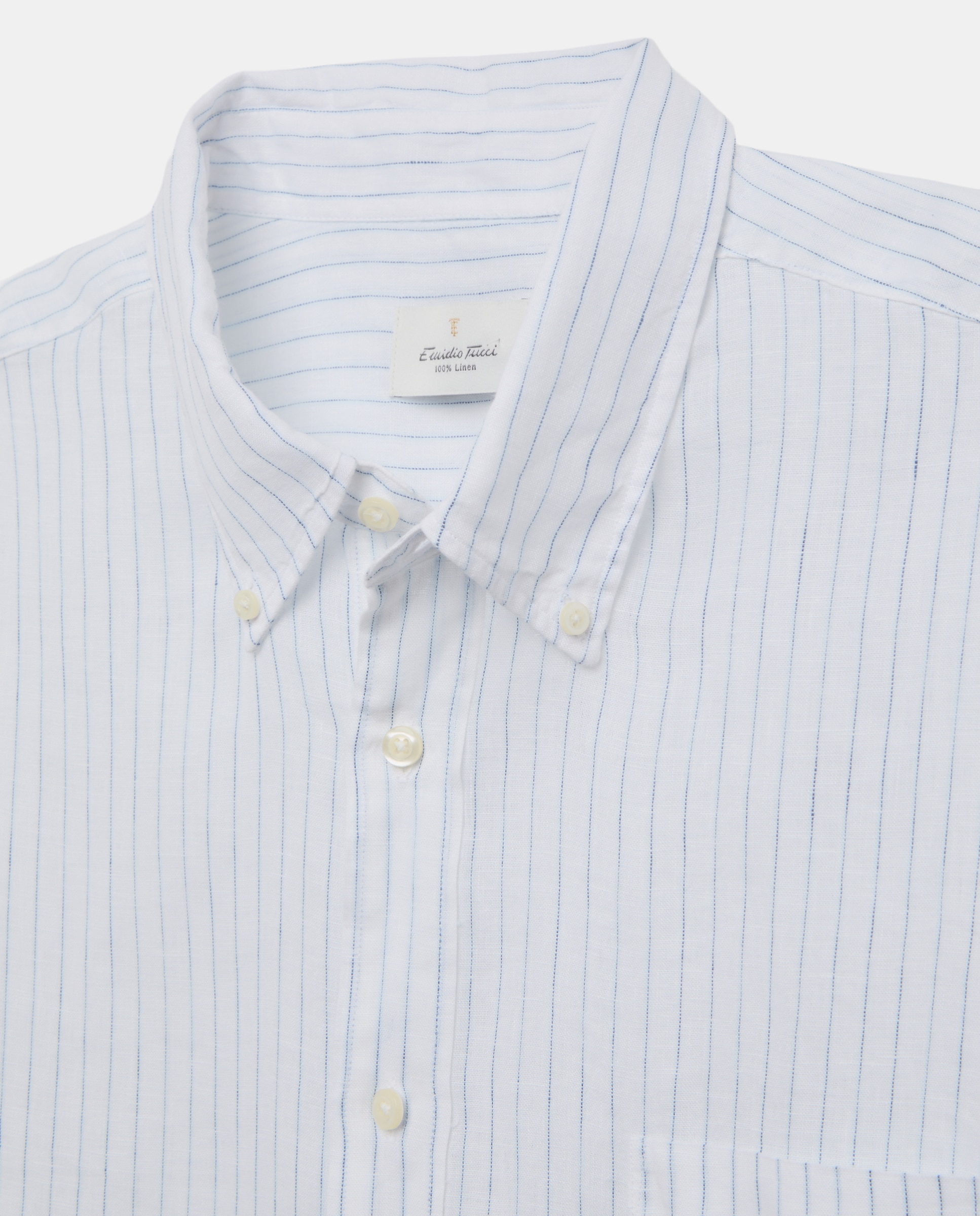 Camisa de Linho com Manga Curta Tamanhos Grandes Branco-6