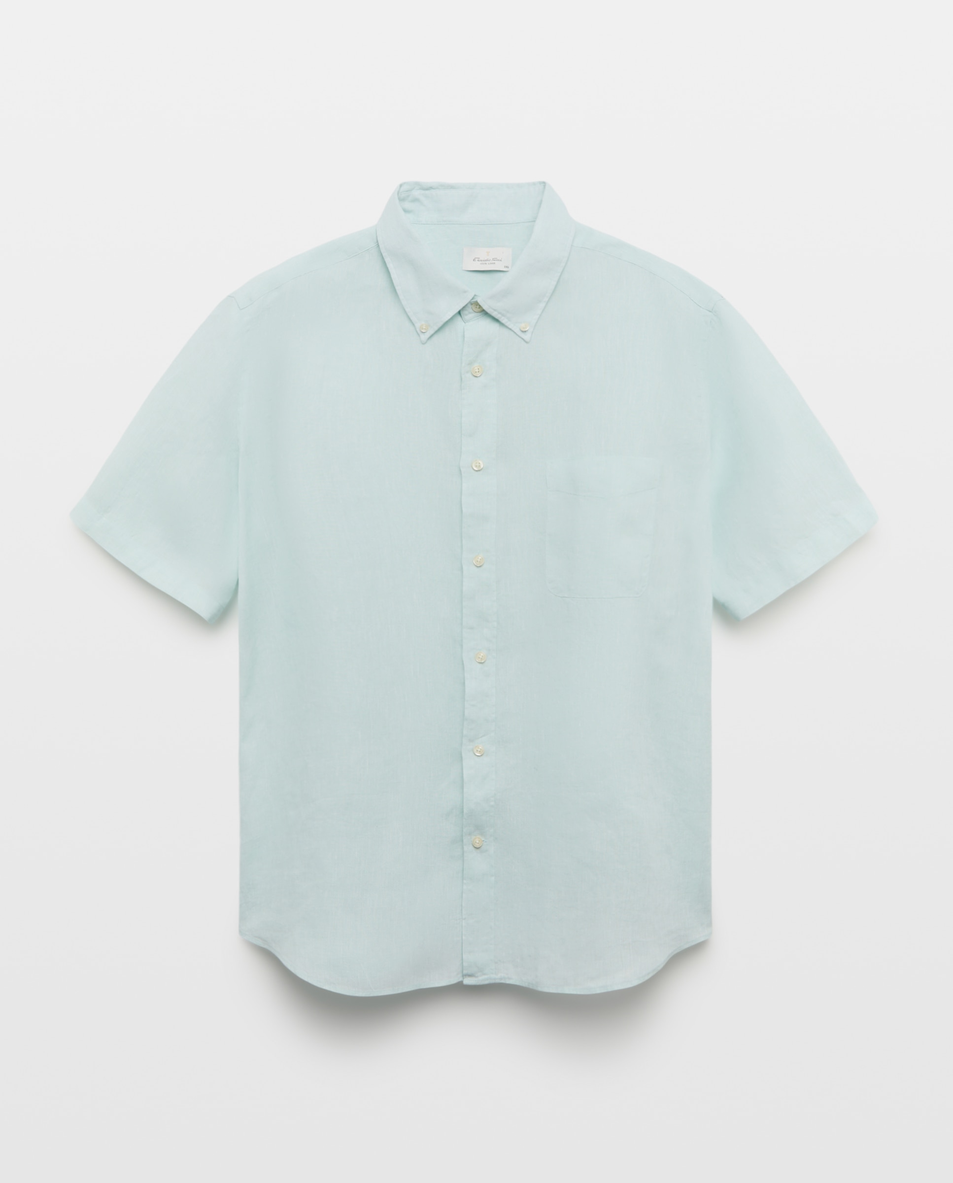 Camisa de Linho com Manga Curta Tamanhos Grandes 510 Verde Claro-5