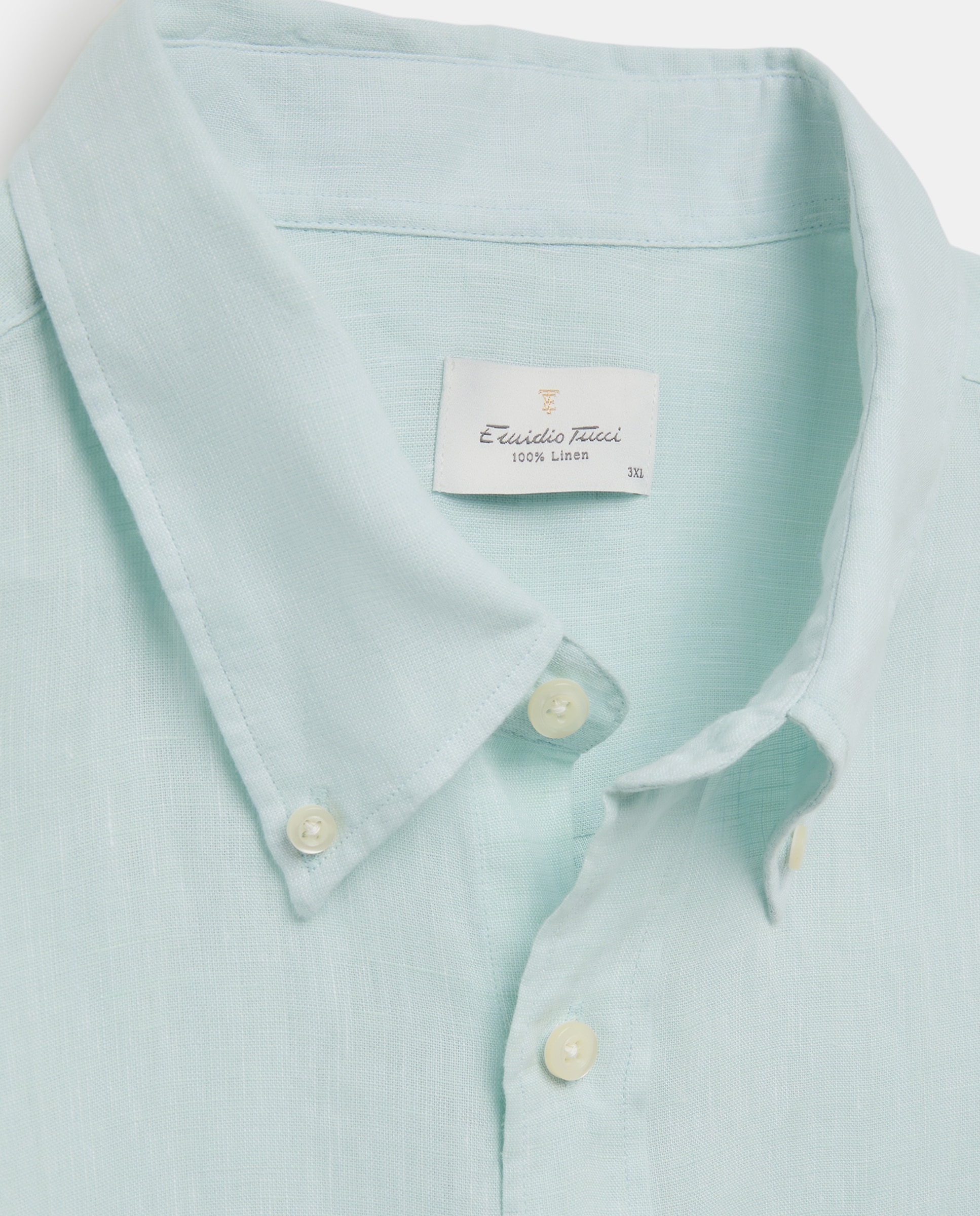 Camisa de Linho com Manga Curta Tamanhos Grandes 510 Verde Claro-6