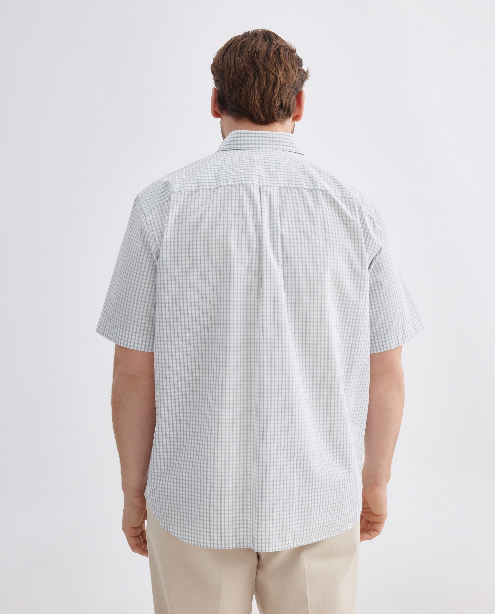 Camisa Casual de Popelina com Manga Curta Tamanhos Grandes Verde-3