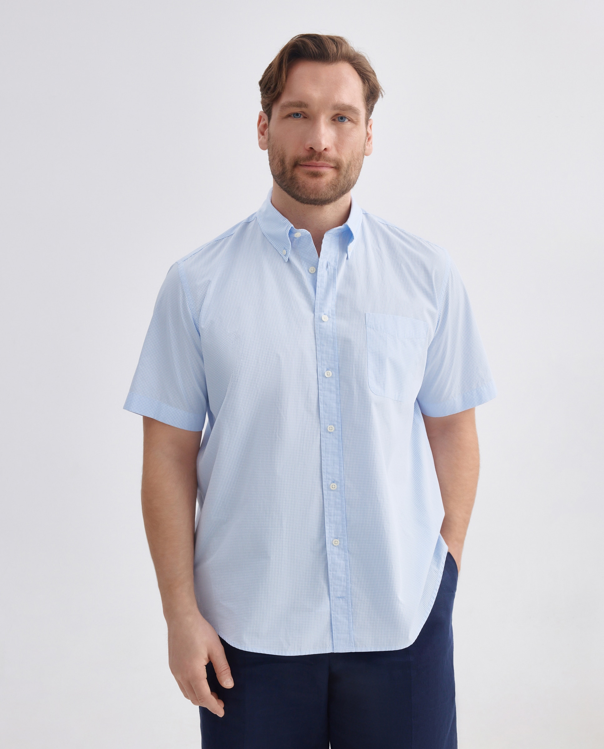 Imagem 0 de Camisa Casual de Popelina com Manga Curta Tamanhos Grandes