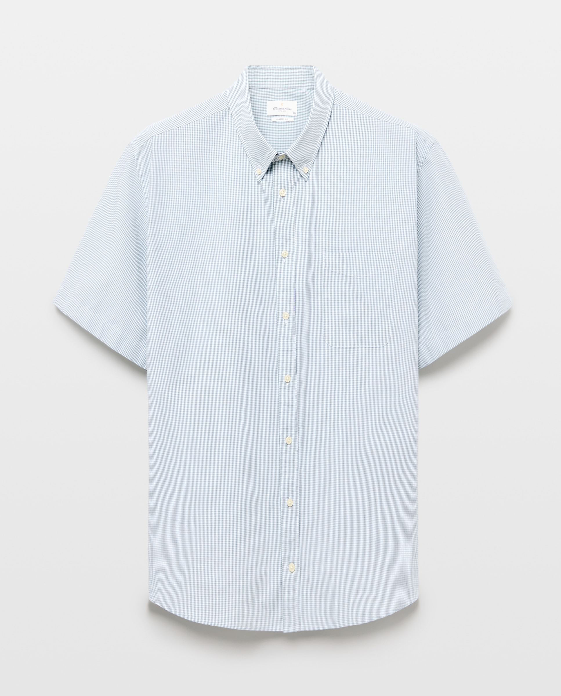 Camisa Casual de Popelina com Manga Curta Tamanhos Grandes Verde-4