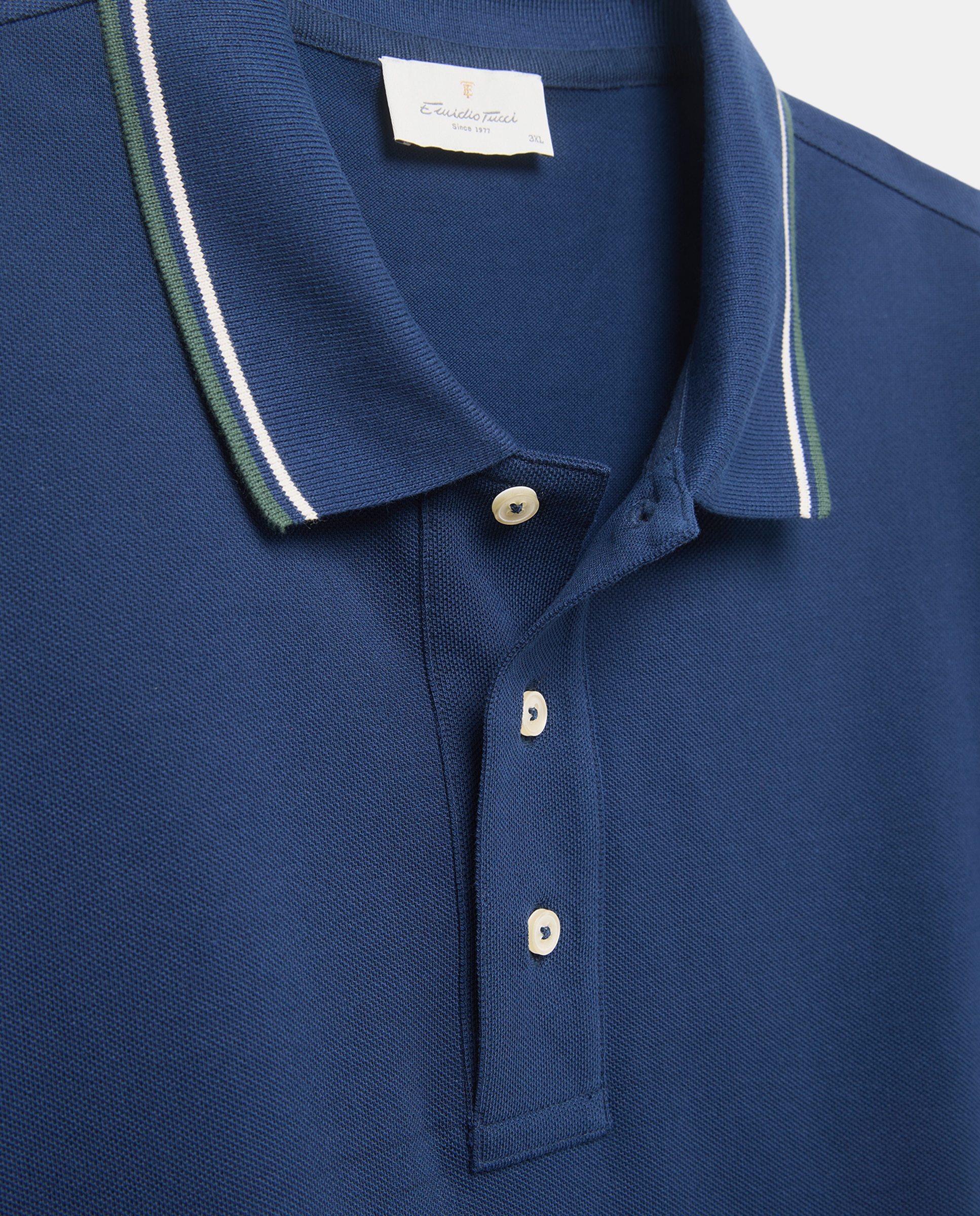 Polo Piqué Liso com Manga Curta e Vivos no Colarinho Tamanhos Grandes Azul-marinho-5