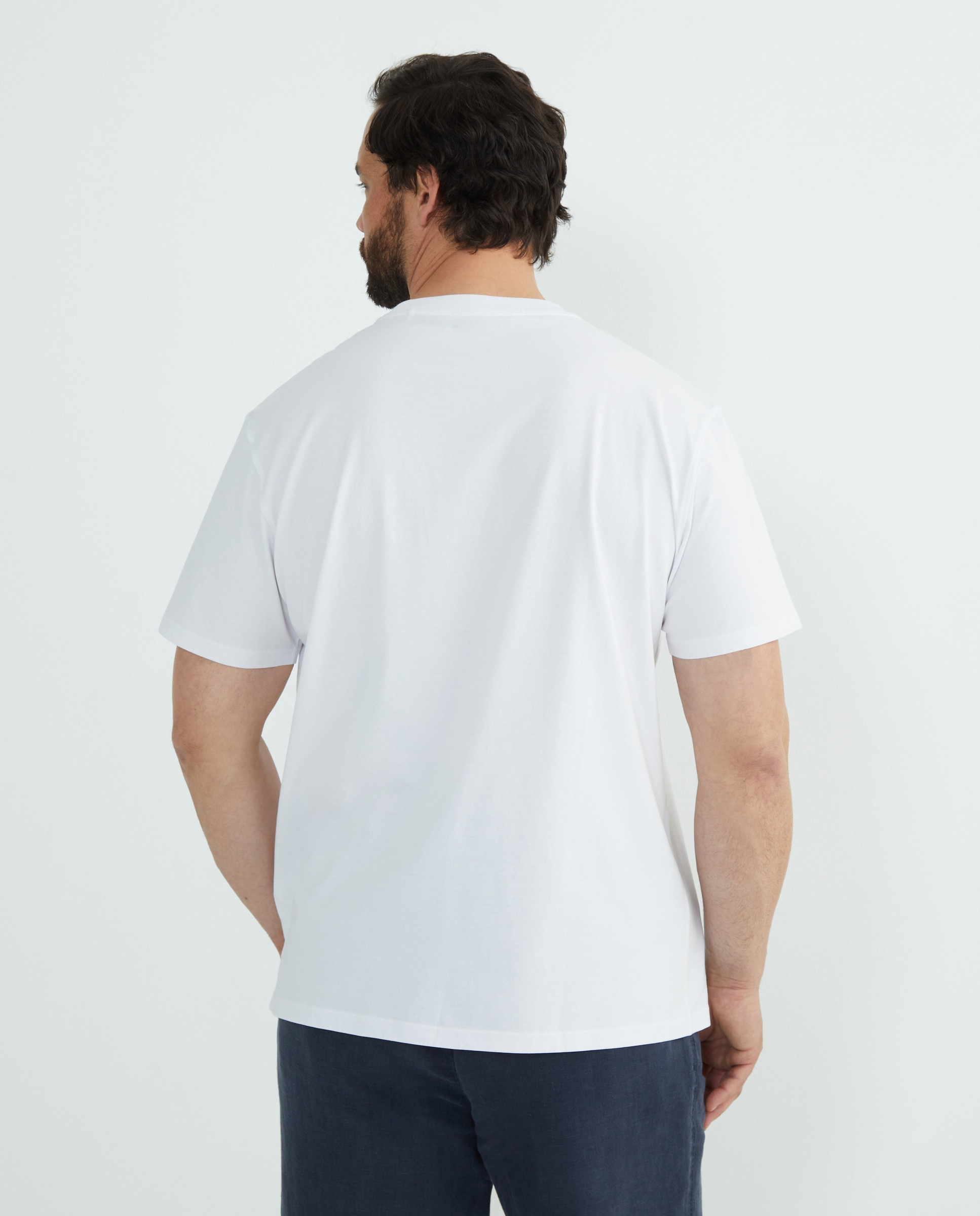 T-shirt de Manga Curta Básica Tamanhos Grandes Branco-3