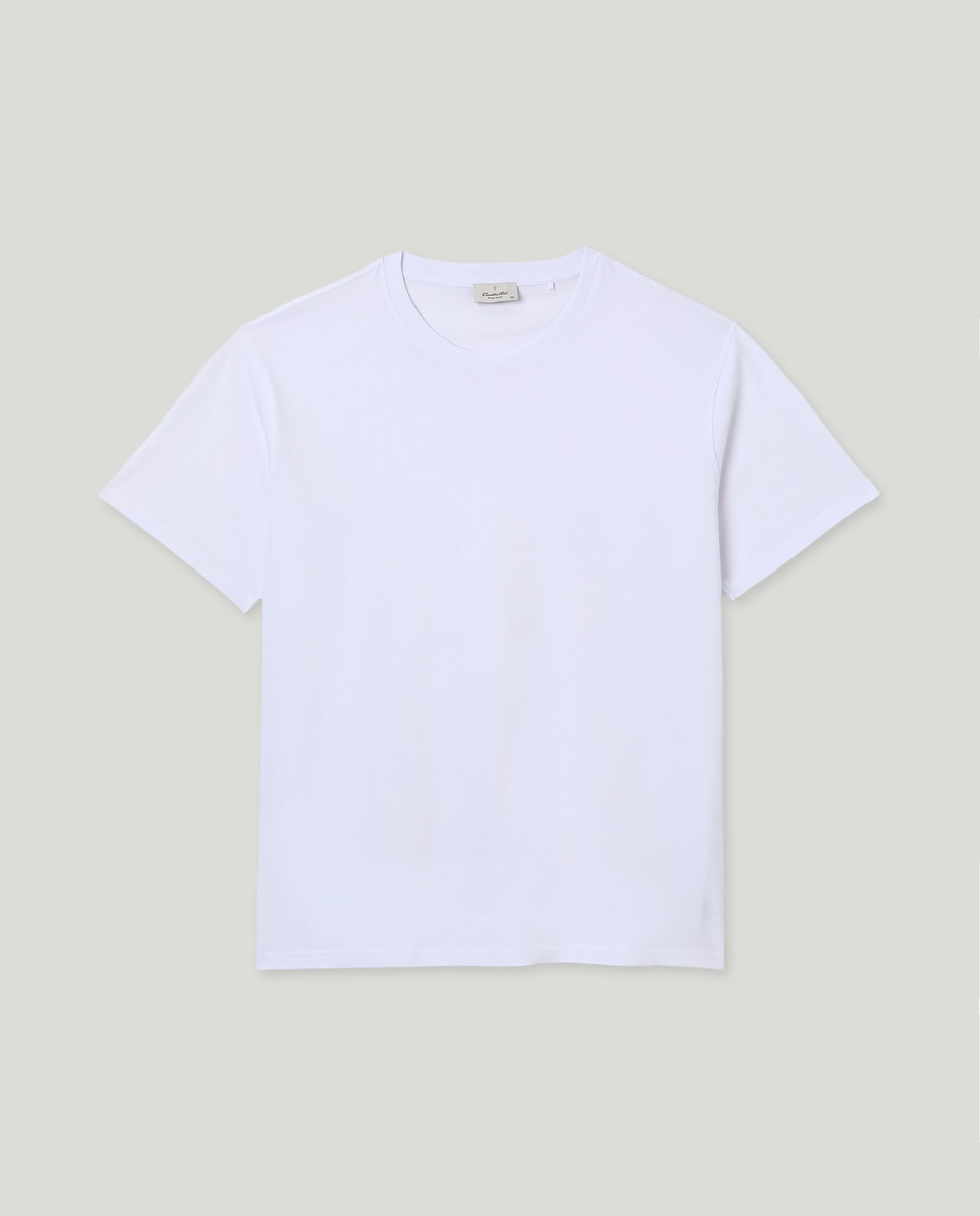 T-shirt de Manga Curta Básica Tamanhos Grandes Branco-4