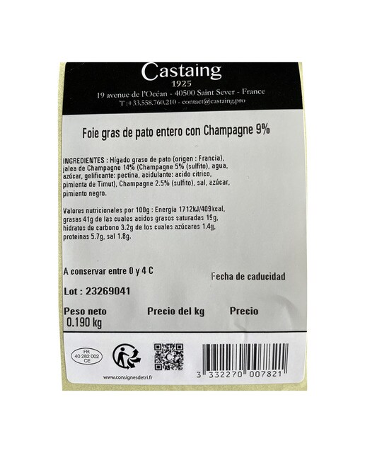 Bloc de foie gras de pato en jalea de champán Castaing 2