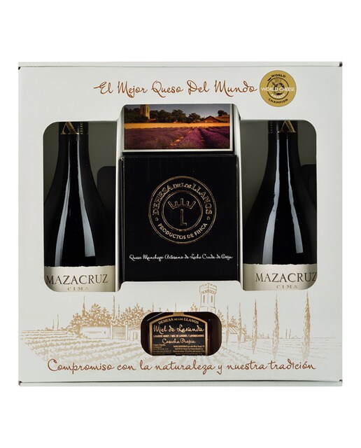 Estuche gourmet selección vino, queso y miel Dehesa de los Llanos 1