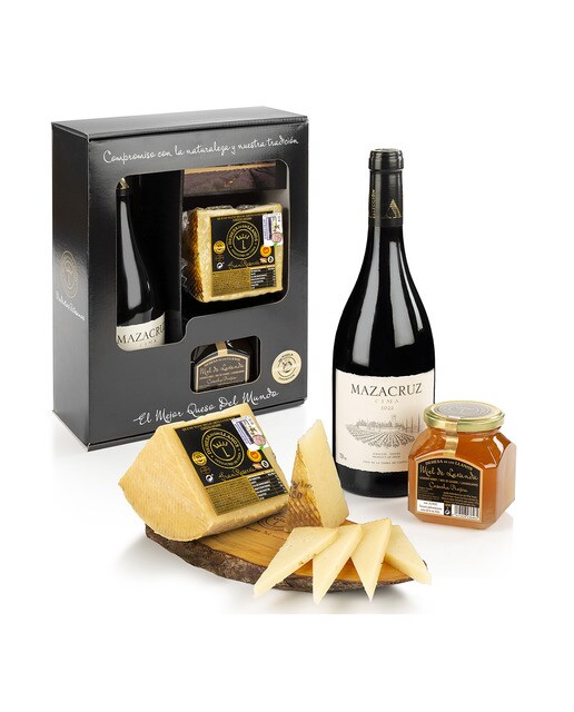 Estuche pequeño gourmet selección vino, queso y miel Dehesa de los Llanos 2