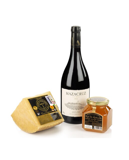 Estuche pequeño gourmet selección vino, queso y miel Dehesa de los Llanos 3