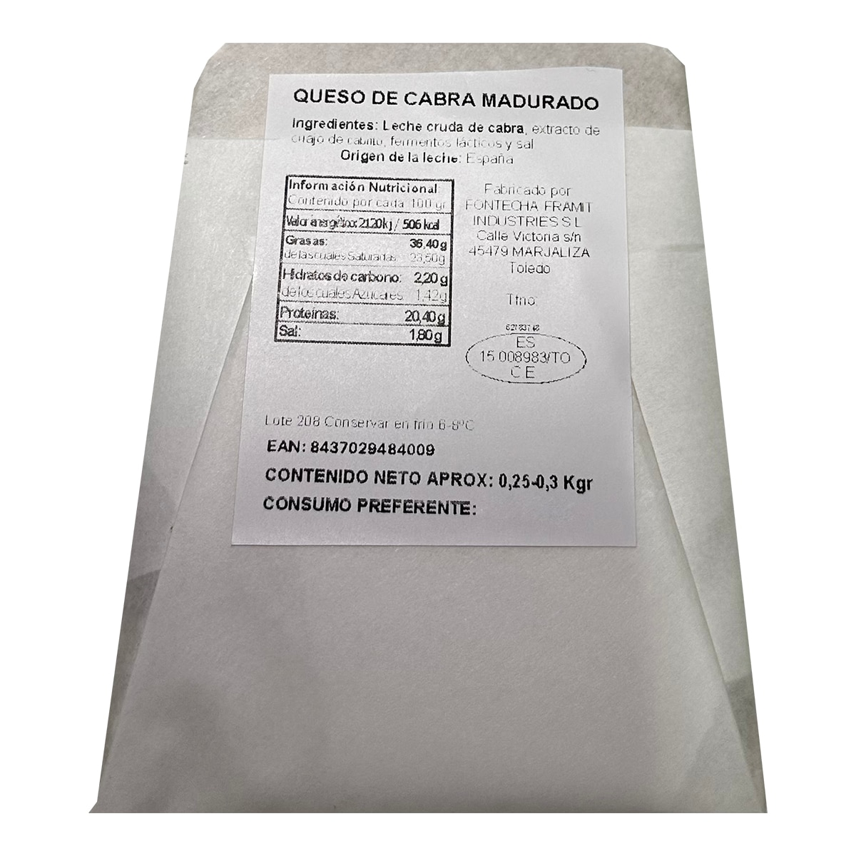 Queso de leche cruda de cabra Carmeli Quesos Edén 2