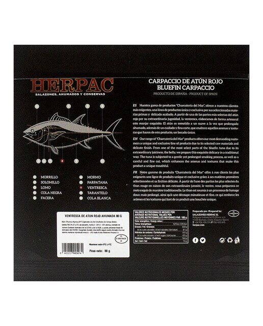 Carpaccio de ventresca de atún rojo ahumada Herpac 3