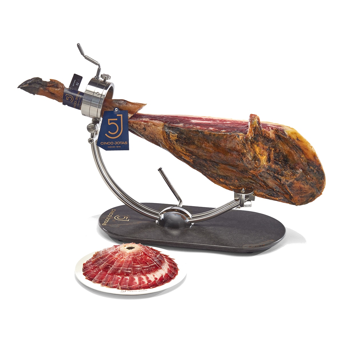Estuche con jamón de bellota 100% ibérico Cinco Jotas + cuchillo + delantal 3