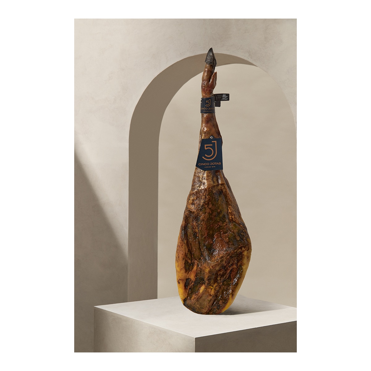 Estuche con jamón de bellota 100% ibérico Cinco Jotas + cuchillo + delantal 4