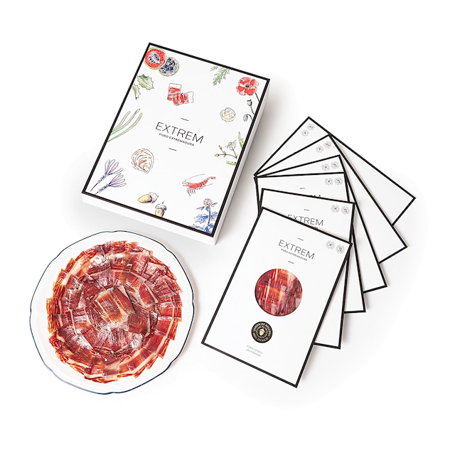 Imagen 0 de Estuche Gourmet de 6 sobres loncheados de 80gr con Jamón, Paleta, Chorizo, Salchichón, Presa y Lomo de bellota 100% ibérico + obsequio