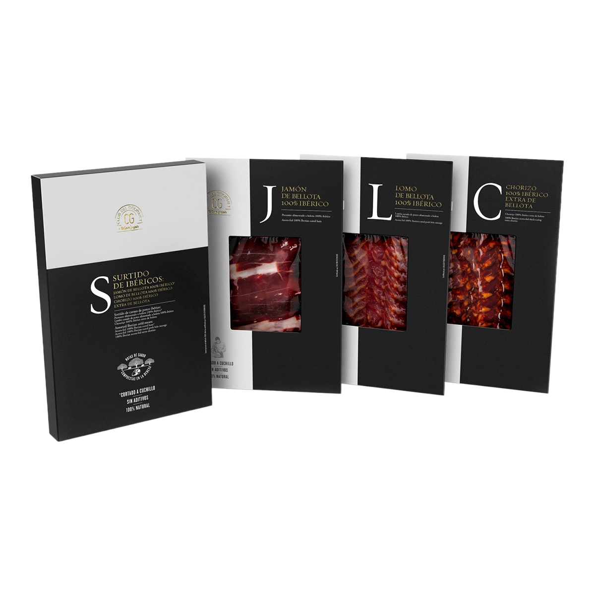 Surtido 3 medias cañas de lomo Ibérico, chorizo Ibérico y salchichón Ibérico Club del Gourmet 1