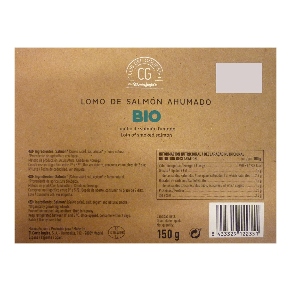 Lomo de salmón ecológico ahumado Club del Gourmet 2