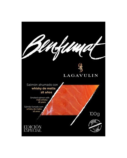 Imagen 0 de Salmón ahumado en lonchas con whisky 16 años Lagavulin Benfumat