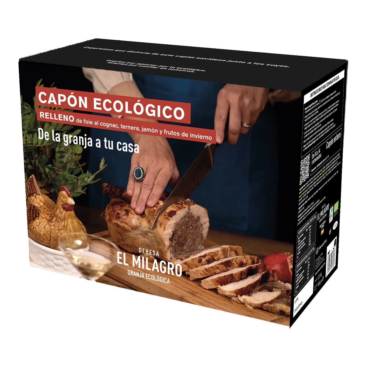 Imagen 1 de Capón ecológico relleno de foie al coñac, ternera, jamón y frutos de invierno Dehesa El Milagro