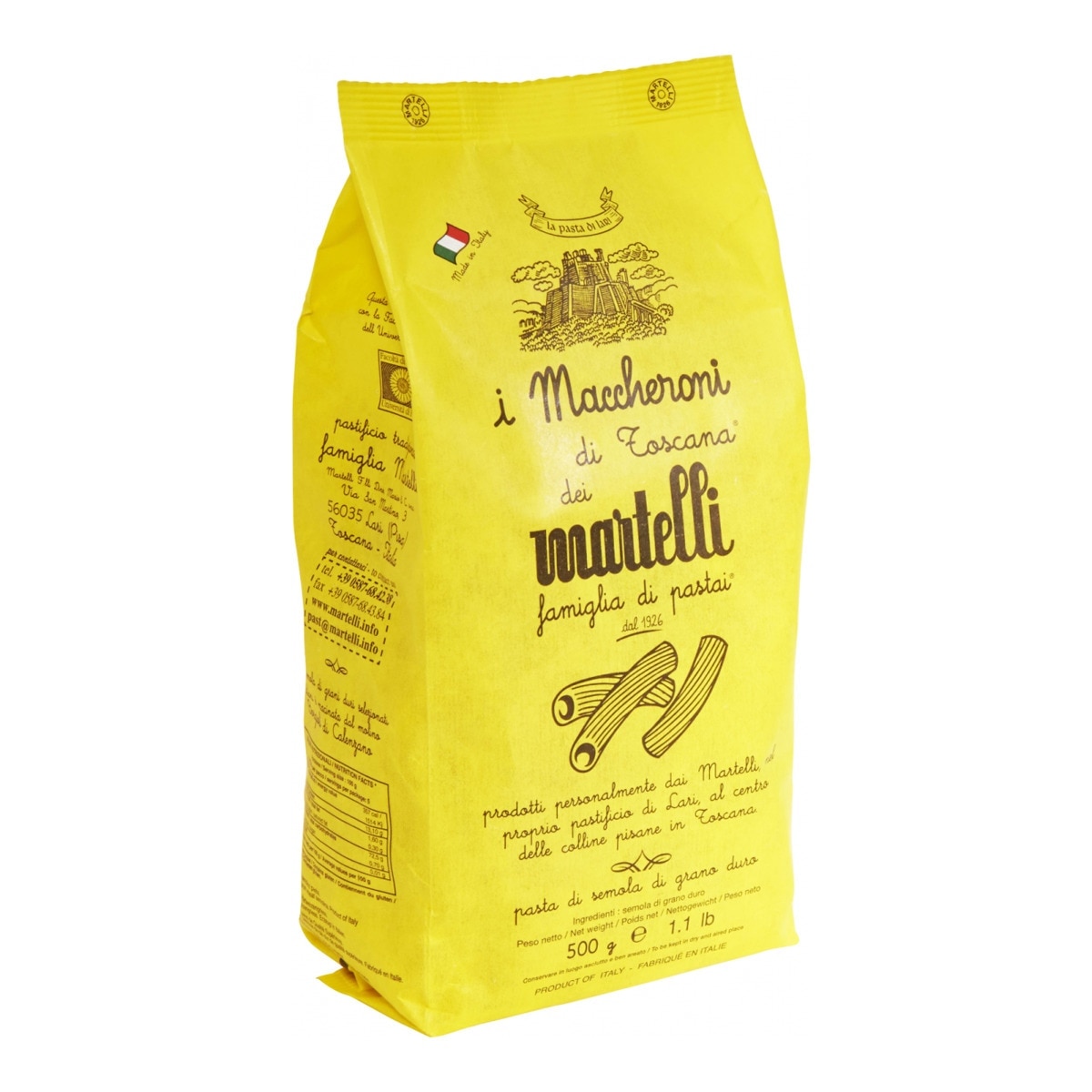 Imagen 0 de Macarrones pasta italiana de la toscana de sémola de grano duro Martelli