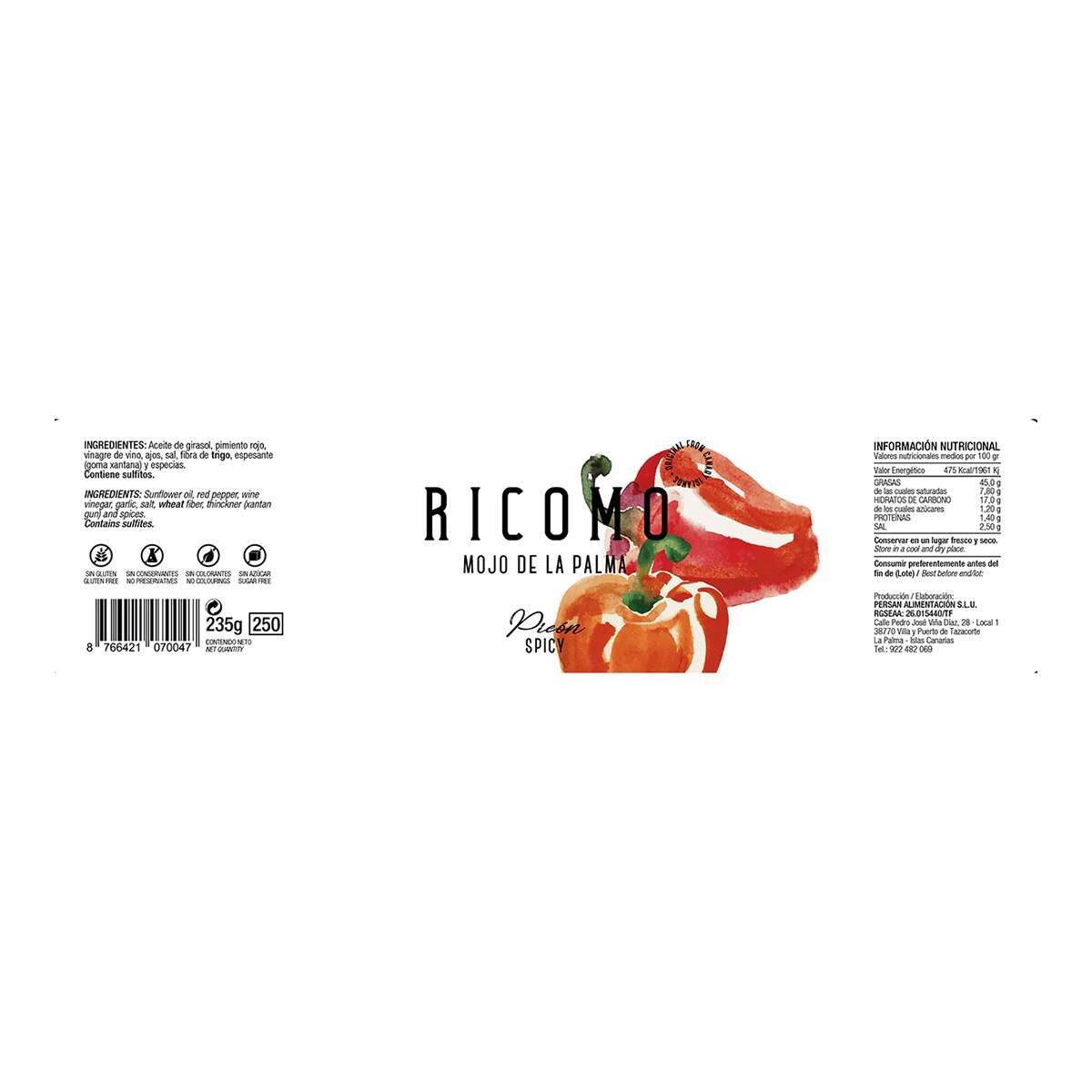 Salsa mojo canario rojo picón Ricomo 2