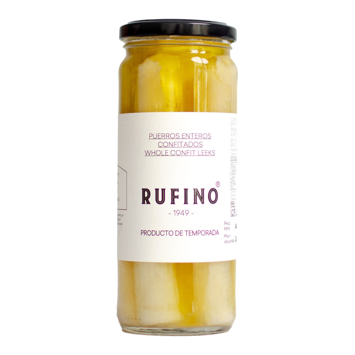 Imagen 0 de Puerros enteros confitados en aceite de oliva Rufino