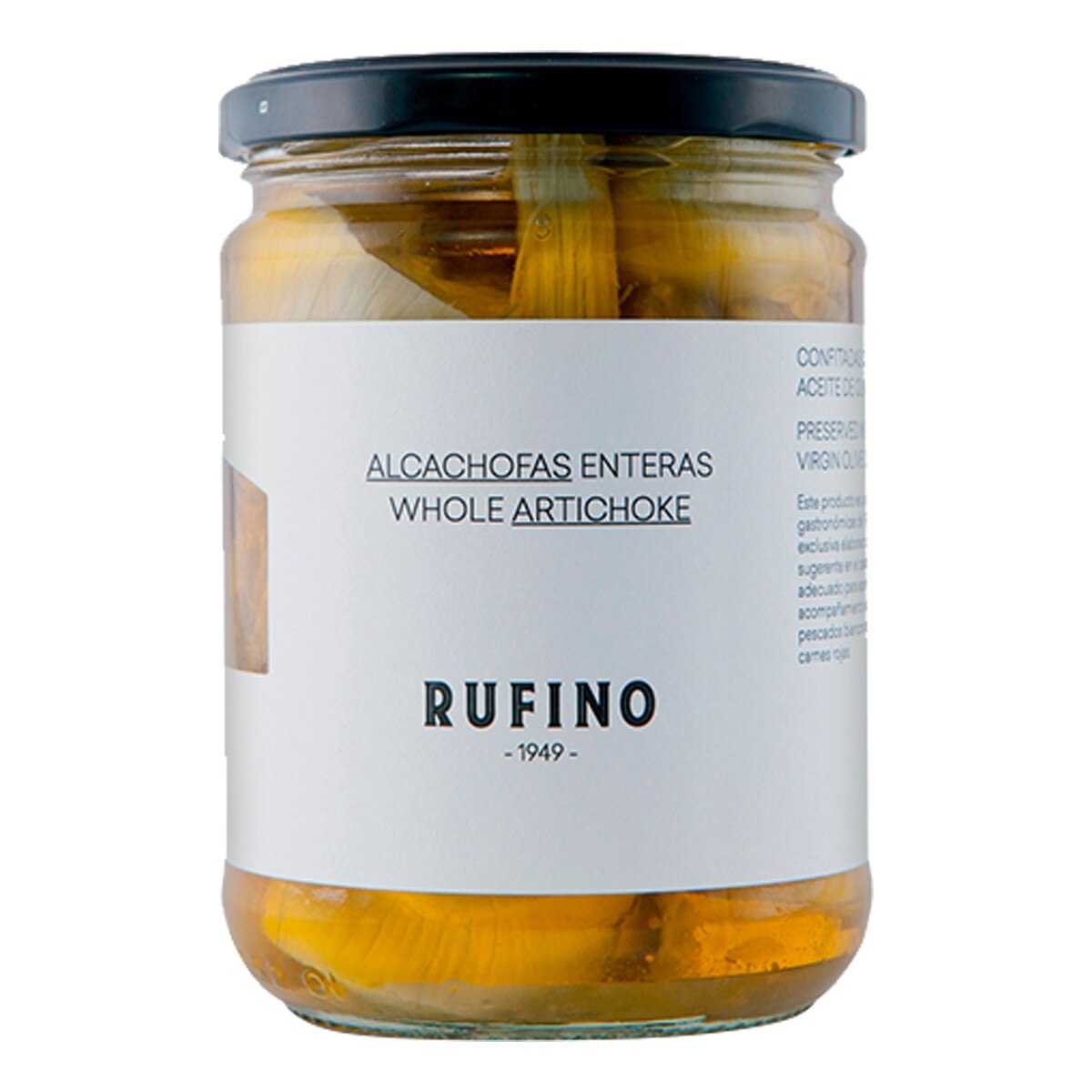 Imagen 0 de Alcachofas enteras confitadas en aceite de oliva virgen extra Rufino 6 frutos