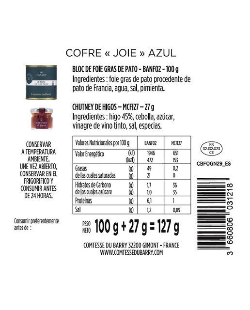 Cofre Alegría con bloc de pato y chutney higos Comtesse du Barry 2